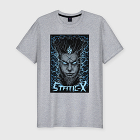 Мужская футболка хлопок Slim с принтом Static X   Wayne head в Курске, 92% хлопок, 8% лайкра | приталенный силуэт, круглый вырез ворота, длина до линии бедра, короткий рукав | 