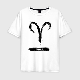 Мужская футболка хлопок Oversize с принтом Aries в Санкт-Петербурге, 100% хлопок | свободный крой, круглый ворот, “спинка” длиннее передней части | Тематика изображения на принте: 