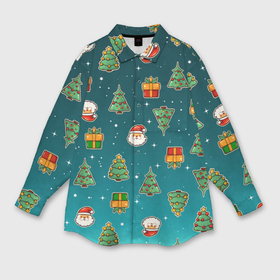 Мужская рубашка oversize 3D с принтом Подарки новогодние елки и Санта   паттерн градиент в Белгороде,  |  | Тематика изображения на принте: 