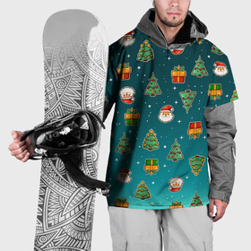 Накидка на куртку 3D с принтом Подарки новогодние елки и Санта   паттерн градиент в Белгороде, 100% полиэстер |  | Тематика изображения на принте: 