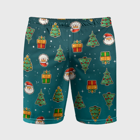 Мужские шорты спортивные с принтом Подарки новогодние елки и Санта   паттерн градиент в Белгороде,  |  | Тематика изображения на принте: 