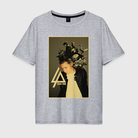 Мужская футболка хлопок Oversize с принтом Chester Bennington   group в Тюмени, 100% хлопок | свободный крой, круглый ворот, “спинка” длиннее передней части | Тематика изображения на принте: 