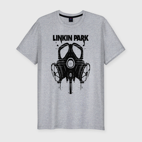 Мужская футболка хлопок Slim с принтом Linkin Park   gas mask в Петрозаводске, 92% хлопок, 8% лайкра | приталенный силуэт, круглый вырез ворота, длина до линии бедра, короткий рукав | 