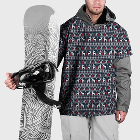 Накидка на куртку 3D с принтом Новогодние олени с елочками в Кировске, 100% полиэстер |  | 
