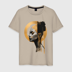 Мужская футболка хлопок с принтом Портрет экзотической девушки в Санкт-Петербурге, 100% хлопок | прямой крой, круглый вырез горловины, длина до линии бедер, слегка спущенное плечо. | 