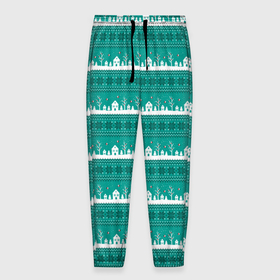 Мужские брюки 3D с принтом Зеленый зимний пейзаж в Петрозаводске, 100% полиэстер | манжеты по низу, эластичный пояс регулируется шнурком, по бокам два кармана без застежек, внутренняя часть кармана из мелкой сетки | 