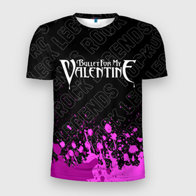 Мужская футболка 3D Slim с принтом Bullet For My Valentine rock legends посередине в Тюмени, 100% полиэстер с улучшенными характеристиками | приталенный силуэт, круглая горловина, широкие плечи, сужается к линии бедра | 