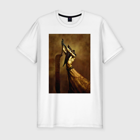 Мужская футболка хлопок Slim с принтом Сайлент хилл пирамидоголовый в Петрозаводске, 92% хлопок, 8% лайкра | приталенный силуэт, круглый вырез ворота, длина до линии бедра, короткий рукав | Тематика изображения на принте: 