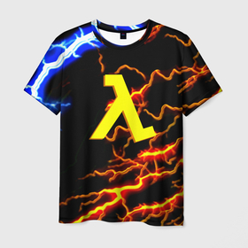 Мужская футболка 3D с принтом Half Life молнии шторм в Курске, 100% полиэфир | прямой крой, круглый вырез горловины, длина до линии бедер | 
