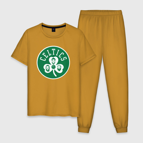 Мужская пижама хлопок с принтом Celtics players в Белгороде, 100% хлопок | брюки и футболка прямого кроя, без карманов, на брюках мягкая резинка на поясе и по низу штанин
 | 