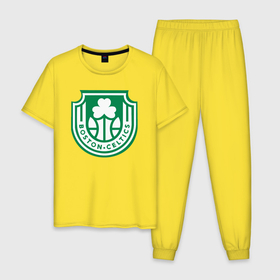 Мужская пижама хлопок с принтом Boston Celtics team в Белгороде, 100% хлопок | брюки и футболка прямого кроя, без карманов, на брюках мягкая резинка на поясе и по низу штанин
 | 