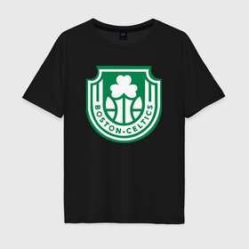 Мужская футболка хлопок Oversize с принтом Boston Celtics team в Белгороде, 100% хлопок | свободный крой, круглый ворот, “спинка” длиннее передней части | 