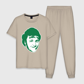 Мужская пижама хлопок с принтом Ларри Берд в Петрозаводске, 100% хлопок | брюки и футболка прямого кроя, без карманов, на брюках мягкая резинка на поясе и по низу штанин
 | 