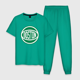 Мужская пижама хлопок с принтом Ball Celtics в Белгороде, 100% хлопок | брюки и футболка прямого кроя, без карманов, на брюках мягкая резинка на поясе и по низу штанин
 | 