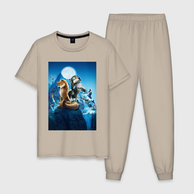 Мужская пижама хлопок с принтом Альфа и Омега любовь в Екатеринбурге, 100% хлопок | брюки и футболка прямого кроя, без карманов, на брюках мягкая резинка на поясе и по низу штанин
 | 