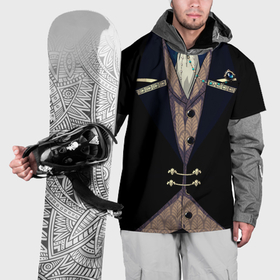Накидка на куртку 3D с принтом Фрак  тёмный с цепочками и брошью в Санкт-Петербурге, 100% полиэстер |  | Тематика изображения на принте: 