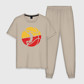 Мужская пижама хлопок с принтом Red yellow basketball в Курске, 100% хлопок | брюки и футболка прямого кроя, без карманов, на брюках мягкая резинка на поясе и по низу штанин
 | Тематика изображения на принте: 