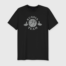 Мужская футболка хлопок Slim с принтом Russia basketball team в Курске, 92% хлопок, 8% лайкра | приталенный силуэт, круглый вырез ворота, длина до линии бедра, короткий рукав | 