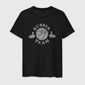 Мужская футболка хлопок с принтом Russia basketball team в Курске, 100% хлопок | прямой крой, круглый вырез горловины, длина до линии бедер, слегка спущенное плечо. | 