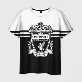 Мужская футболка 3D с принтом Ливерпуль   черно белый в Белгороде, 100% полиэфир | прямой крой, круглый вырез горловины, длина до линии бедер | 