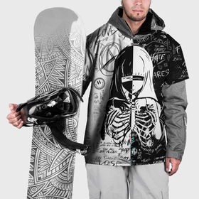 Накидка на куртку 3D с принтом Чернобелая девушка скелет , 100% полиэстер |  | Тематика изображения на принте: 