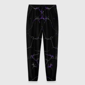 Мужские брюки 3D с принтом Фиолетовые трещины в Белгороде, 100% полиэстер | манжеты по низу, эластичный пояс регулируется шнурком, по бокам два кармана без застежек, внутренняя часть кармана из мелкой сетки | 