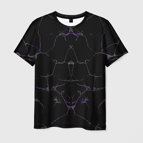 Мужская футболка 3D с принтом Фиолетовые трещины в Белгороде, 100% полиэфир | прямой крой, круглый вырез горловины, длина до линии бедер | 