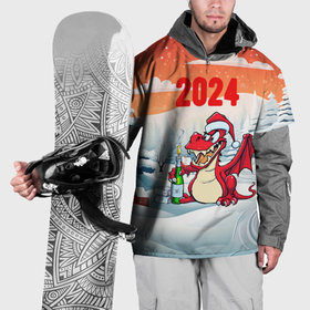 Накидка на куртку 3D с принтом Дракон  с  шампанским 2024 , 100% полиэстер |  | 