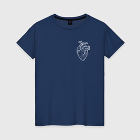 Женская футболка хлопок с принтом Светящееся сердце в Новосибирске, 100% хлопок | прямой крой, круглый вырез горловины, длина до линии бедер, слегка спущенное плечо | 