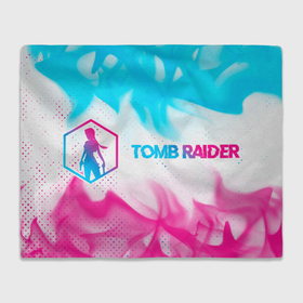 Плед 3D с принтом Tomb Raider neon gradient style по горизонтали в Санкт-Петербурге, 100% полиэстер | закругленные углы, все края обработаны. Ткань не мнется и не растягивается | 