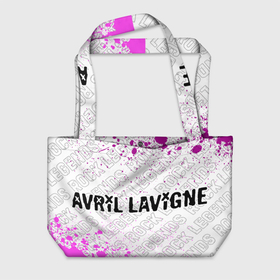 Пляжная сумка 3D с принтом Avril Lavigne rock legends по горизонтали в Санкт-Петербурге, 100% полиэстер | застегивается на металлическую кнопку; внутренний карман застегивается на молнию. Стенки укреплены специальным мягким материалом, чтобы защитить содержимое от несильных ударов
 | 