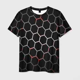 Мужская футболка 3D с принтом Шестиугольник пчелиный улей в Санкт-Петербурге, 100% полиэфир | прямой крой, круглый вырез горловины, длина до линии бедер | 