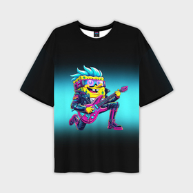Мужская футболка oversize 3D с принтом Sponge Bob   rock guitarist   ai art в Кировске,  |  | 