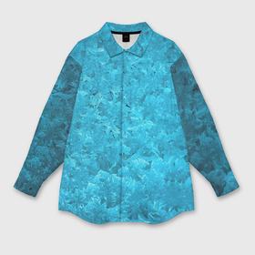 Мужская рубашка oversize 3D с принтом Синие узоры на замерзшем окне в Екатеринбурге,  |  | 