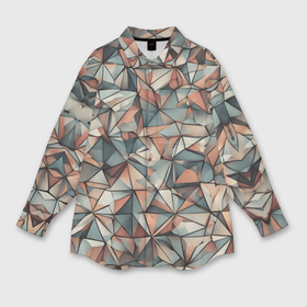 Мужская рубашка oversize 3D с принтом Маленькие треугольники сепия в Белгороде,  |  | 