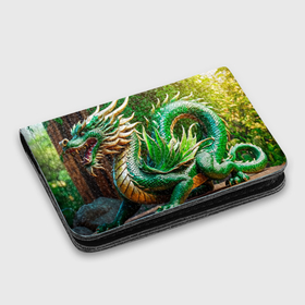 Картхолдер с принтом с принтом Нейросеть   зелёный деревянный дракон в Кировске, натуральная матовая кожа | размер 7,3 х 10 см; кардхолдер имеет 4 кармана для карт; | 