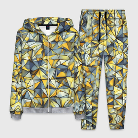Мужской костюм 3D с принтом Маленькие золотые треугольники в Курске, 100% полиэстер | Манжеты и пояс оформлены тканевой резинкой, двухслойный капюшон со шнурком для регулировки, карманы спереди | 