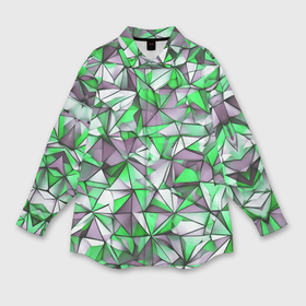 Мужская рубашка oversize 3D с принтом Маленькие зелёные треугольники в Белгороде,  |  | 