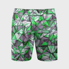 Мужские шорты спортивные с принтом Маленькие зелёные треугольники ,  |  | 