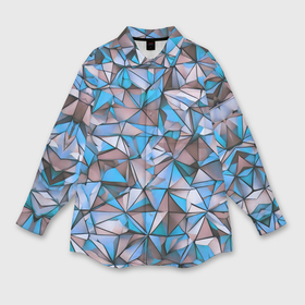 Мужская рубашка oversize 3D с принтом Маленькие синие треугольники в Белгороде,  |  | 