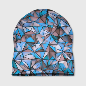 Шапка 3D с принтом Маленькие синие треугольники в Новосибирске, 100% полиэстер | универсальный размер, печать по всей поверхности изделия | 