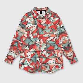 Мужская рубашка oversize 3D с принтом Маленькие красные треугольники в Белгороде,  |  | 