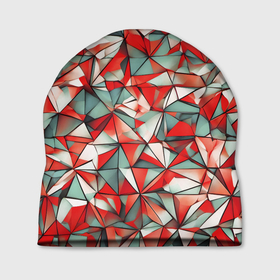 Шапка 3D с принтом Маленькие красные треугольники в Новосибирске, 100% полиэстер | универсальный размер, печать по всей поверхности изделия | 
