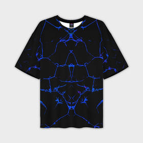 Мужская футболка oversize 3D с принтом Синие трещины узоры в Курске,  |  | Тематика изображения на принте: 