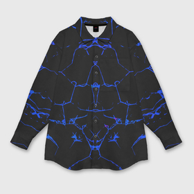 Мужская рубашка oversize 3D с принтом Синие трещины узоры в Екатеринбурге,  |  | 