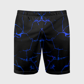 Мужские шорты спортивные с принтом Синие трещины узоры в Курске,  |  | 