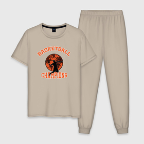 Мужская пижама хлопок с принтом Basketball champions в Курске, 100% хлопок | брюки и футболка прямого кроя, без карманов, на брюках мягкая резинка на поясе и по низу штанин
 | 