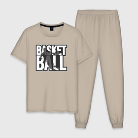 Мужская пижама хлопок с принтом Basketball play в Курске, 100% хлопок | брюки и футболка прямого кроя, без карманов, на брюках мягкая резинка на поясе и по низу штанин
 | 