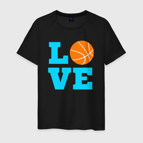 Мужская футболка хлопок с принтом Любовь к баскетболу в Санкт-Петербурге, 100% хлопок | прямой крой, круглый вырез горловины, длина до линии бедер, слегка спущенное плечо. | 