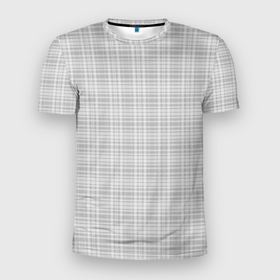 Мужская футболка 3D Slim с принтом Светлый серый клетчатый в Новосибирске, 100% полиэстер с улучшенными характеристиками | приталенный силуэт, круглая горловина, широкие плечи, сужается к линии бедра | 